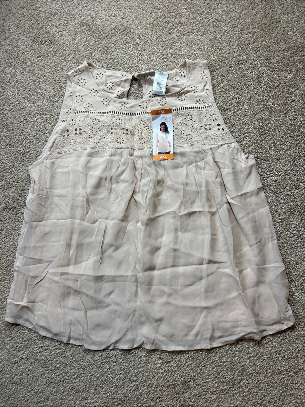 Forbidden Los AngelesWomens Sleeveless Crochet Lace Blouse Tank Top XXL NWT